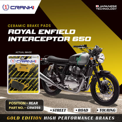 Crank1 Ceramic Brake Pads For Royal Enfield Interceptor 650 - Rear - CRM359