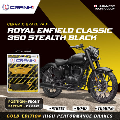 Crank1 Ceramic Brake Pads For Royal Enfield Classic 350 Stealth Black - Front - CRM479