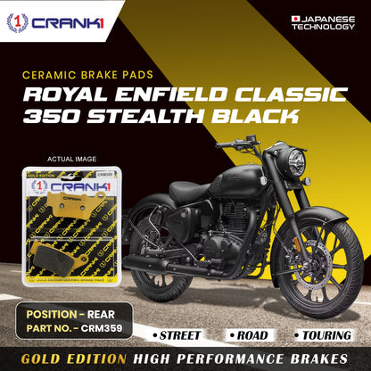 Crank1 Ceramic Brake Pads For Royal Enfield Classic 350 Stealth Black - Rear - CRM359