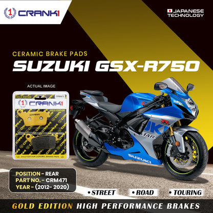 Crank1 Ceramic Brake Pads For Suzuki GSX-R750 (2012-2020) - Rear - CRM471