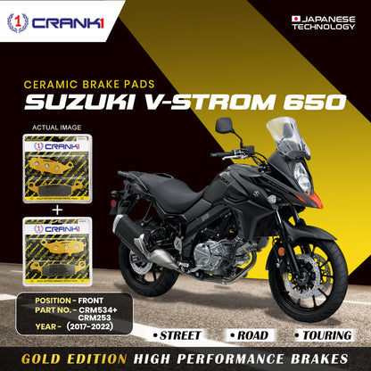 Crank1 Ceramic Brake Pads For Suzuki V-Strom 650 (2017-2022) - Front - CRM534 + CRM253 - 2 Sets