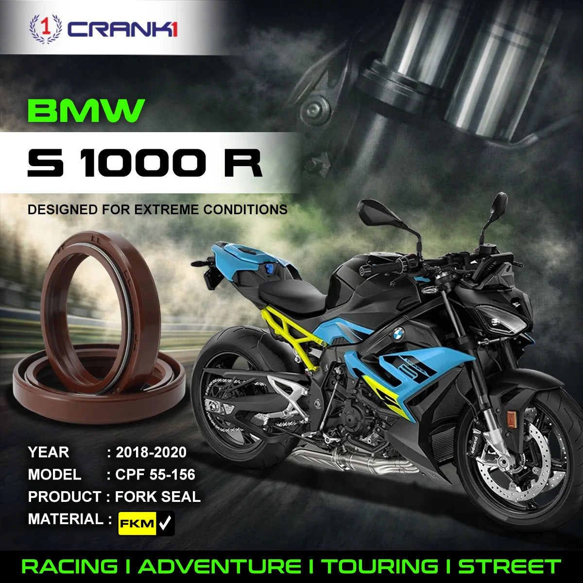 Crank1 Fork Oil Seals Pair For BMW S 1000 R (2018-2020) - CPF55-156