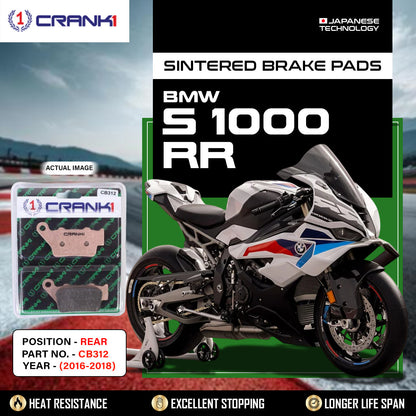 Crank1 Sintered Brake Pads For BMW S 1000 RR  (2016-2018) - Rear - CB312