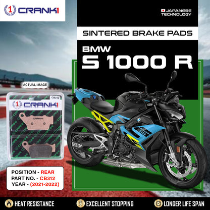 Crank1 Sintered Brake Pads For BMW S 1000 R (2021-2022) - Rear - CB312