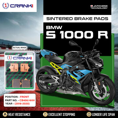 Crank1 Sintered Brake Pads For BMW S 1000 R (2018-2020) - Front - CB406/4 - 2 Sets