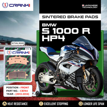 Crank1 Sintered Brake Pads For BMW S 1000 R HP4 (2013-2014) - Front - CB744 - 2 Sets