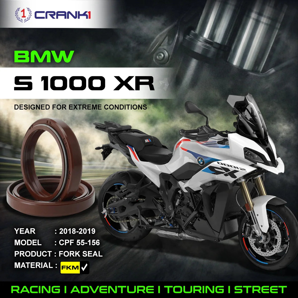 Crank1 Fork Oil Seals Pair For BMW S 1000 XR (2018-2019) - CPF55-156
