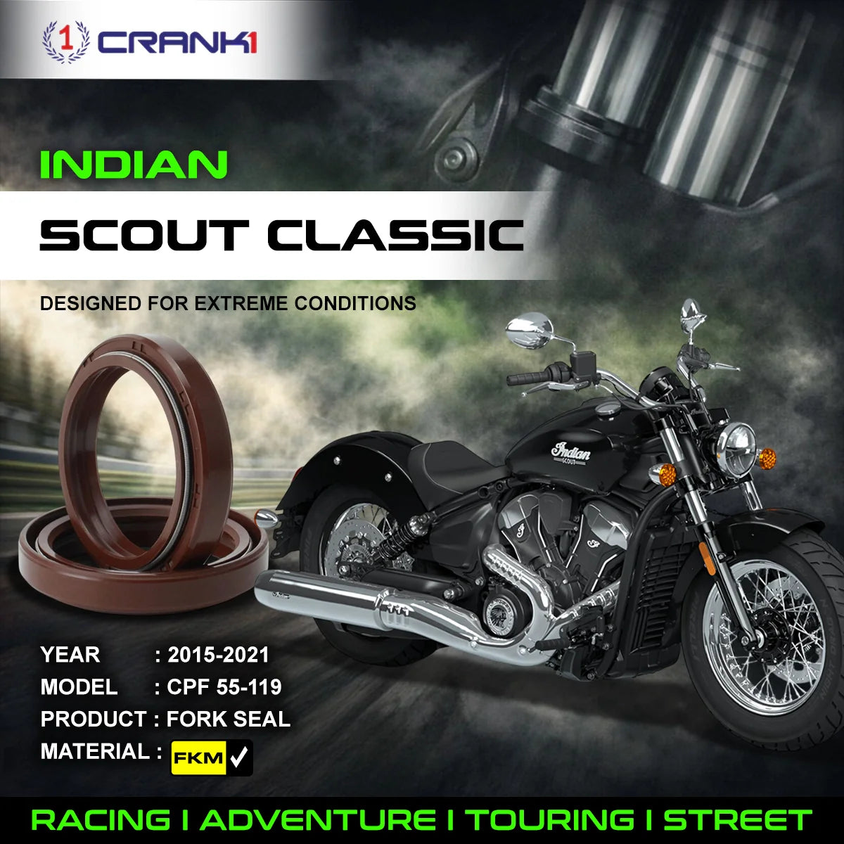 Crank1 Fork Oil Seals Pair For Indian Scout Classic (2015-2021) - CPF55-119