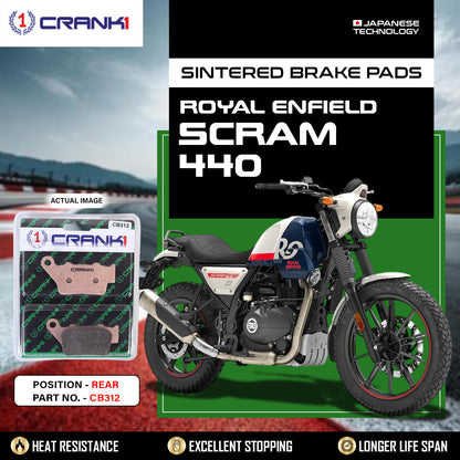 Crank1 Sintered Brake Pads For Royal Enfield Scram 440 - Rear - CB312
