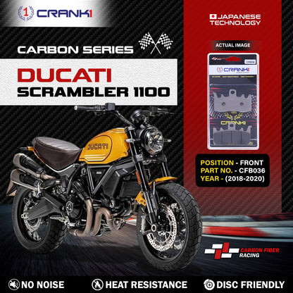 Crank1 Carbon Brake Pads For Ducati Scrambler 1100 (2018-2020) - Front - CFB036 - 2 Sets