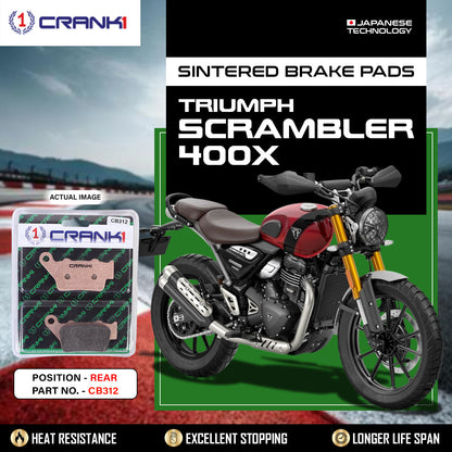 Crank1 Sintered Brake Pads For Triumph Scrambler 400X - Rear - CB312