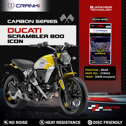 Crank1 Carbon Brake Pads For Ducati Scrambler 800 Icon (2019 Onwards) - Rear - CFB312
