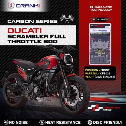 Crank1 Carbon Brake Pads For Ducati Scrambler Full Throttle 800 (2023 Onwards) - Front - CFB036 - 2 Sets