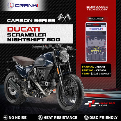Crank1 Carbon Brake Pads For Ducati Scrambler Nightshift 800 (2023 Onwards) - Front - CFB036 - 2 Sets