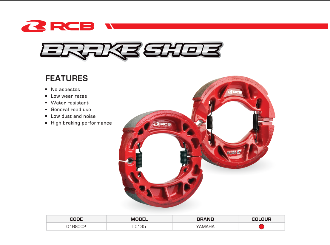 RCB Brake Shoe Ceramic for Yamaha Aerox 155 - 01BS002R