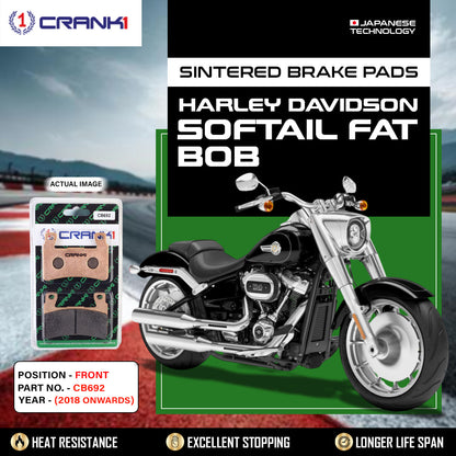 Crank1 Sintered Brake Pads For Harley Davidson Softail Fat Bob (2018 Onwards) - Front - CB692 - 2 Sets