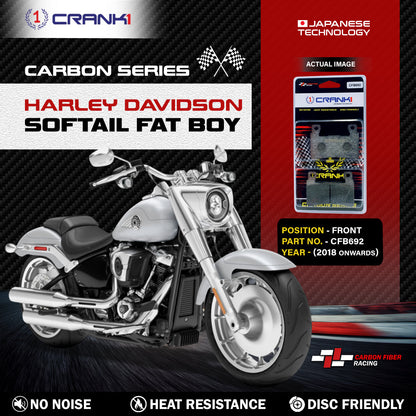 Crank1 Carbon Brake Pads For Harley Davidson Softail Fat Boy (2018 Onwards) - Front - CFB692