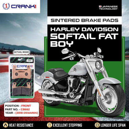 Crank1 Sintered Brake Pads For Harley Davidson Softail Fat Boy (2018 Onwards) - Front - CB692