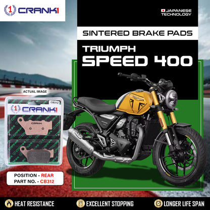 Crank1 Sintered Brake Pads For Triumph Speed 400 - Rear - CB312