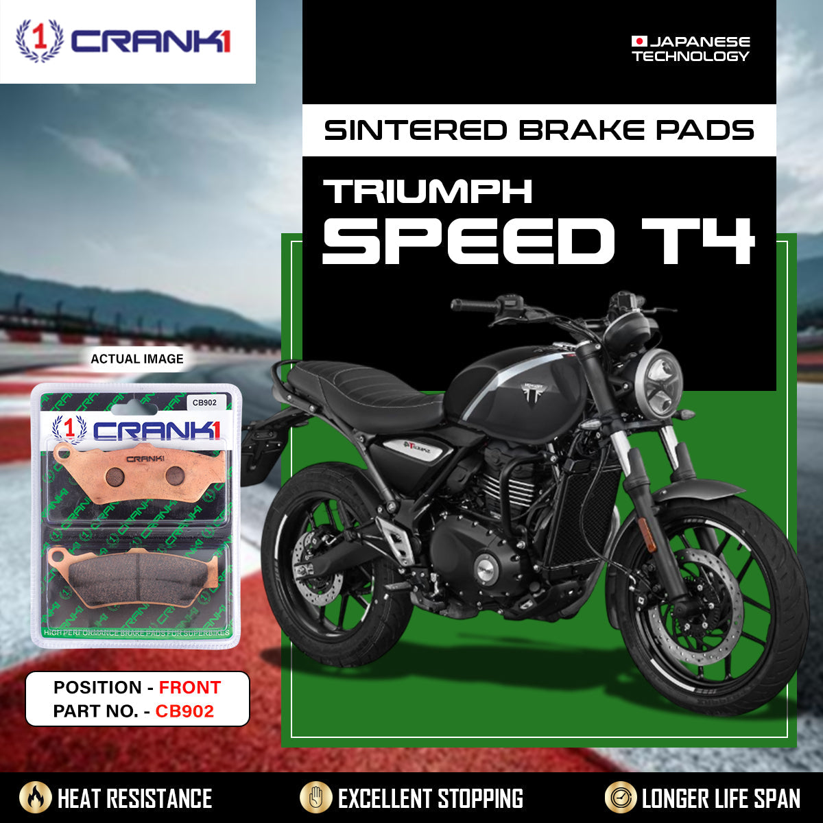 Crank1 Sintered Brake Pads For Triumph Speed  T4 - Front - CB902