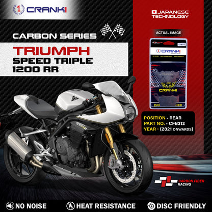 Crank1 Carbon Brake Pads For Triumph Speed Triple 1200 RR (2021 Onwards) - Rear - CFB312