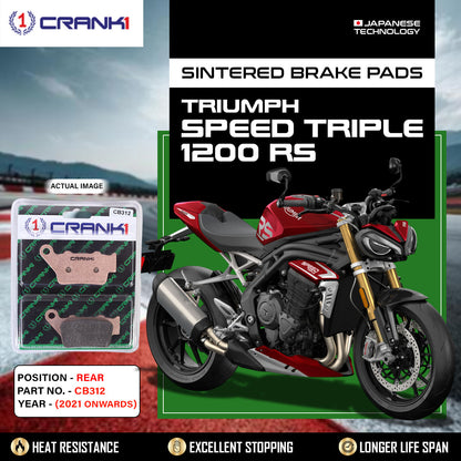 Crank1 Sintered Brake Pads For Triumph Speed Triple 1200 RS (2021 Onwards) - Rear -CB312