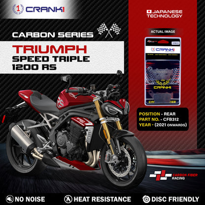 Crank1 Carbon Brake Pads For Triumph Speed Triple 1200 RS (2021 Onwards) - Rear - CFB312