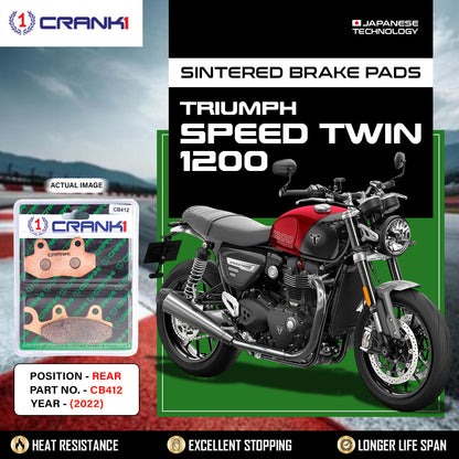 Crank1 Sintered Brake Pads For Triumph Speed Twin 1200 (2022) - Rear - CB412