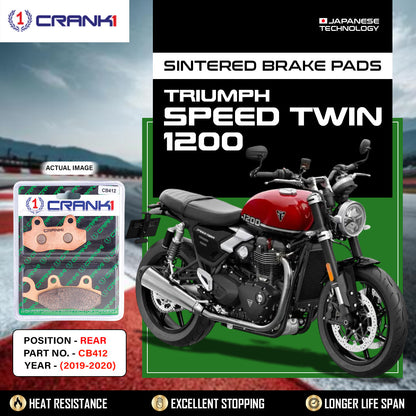 Crank1 Sintered Brake Pads For Triumph Speed Twin 1200 (2019-2020) - Rear - CB412