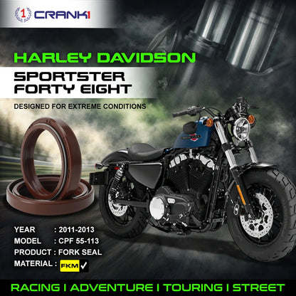 Crank1 Fork Oil Seals Pair For Harley Davidson Sportster Forty Eight (2011-2013) - CPF55-113