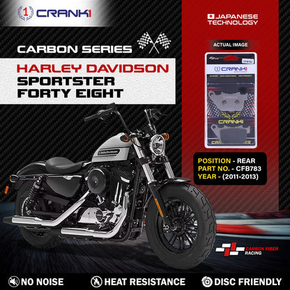 Crank1 Carbon Brake Pads For Harley Davidson Sportster Forty Eight (2011-2013) - Rear - CFB783