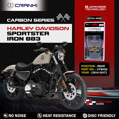 Crank1 Carbon Brake Pads For Harley Davidson Sportster Iron 883 (2014-2017) - Rear - CFB452