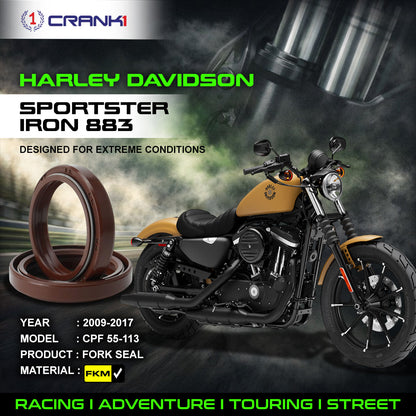Crank1 Fork Oil Seals Pair For Harley Davidson Sportster Iron 883 (2009-2017) - CPF55-113