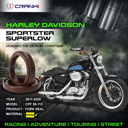 Crank1 Fork Oil Seals Pair For Harley Davidson Sportster SuperLow (2011-2020) - CPF55-113