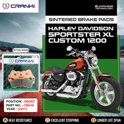 Crank1 Sintered Brake Pads For Harley Davidson Sportster XL Custom 1200 (2017) - Front - CB046