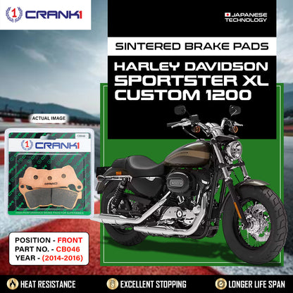 Crank1 Sintered Brake Pads For Harley Davidson Sportster XL Custom 1200 (2014-2016) - Front - CB046