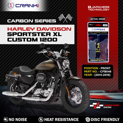 Crank1 Carbon Brake Pads For Harley Davidson Sportster XL Custom 1200 (2014-2016) - Front - CFB046