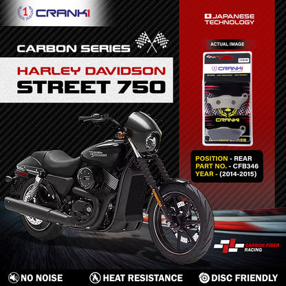 Crank1 Carbon Brake Pads For Harley Davidson Street 750 (2014-2015) - Rear - CFB346