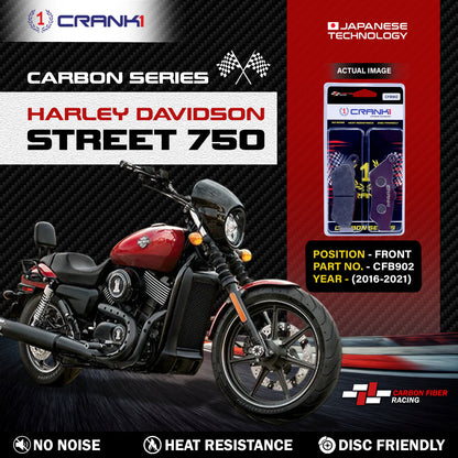Crank1 Carbon Brake Pads For Harley Davidson Street 750 (2016-2021) - Front - CFB902