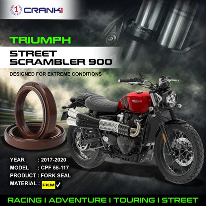 Crank1 Fork Oil Seals Pair For Triumph Street Scrambler 900 (2017-2020) - CPF55-117