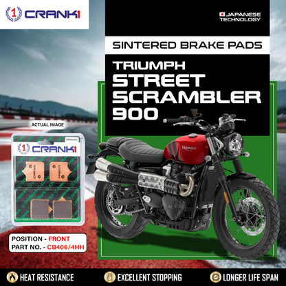 Crank1 Sintered Brake Pads For Triumph Street Scrambler 900 - Front - CB406/4