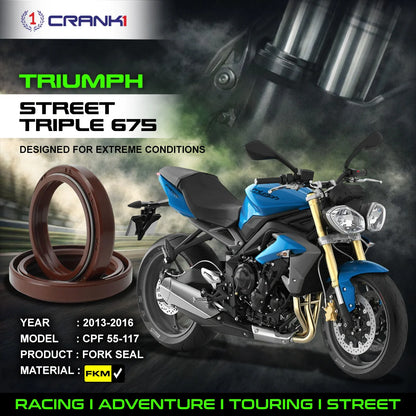 Crank1 Fork Oil Seals Pair For Triumph Street Triple 675 (2013-2016) - CPF55-117