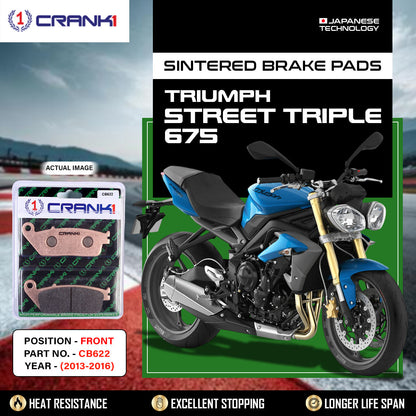 Crank1 Sintered  Brake Pads For Triumph Street Triple 675 (2013-2016) - Front - CB622 - 2 Sets