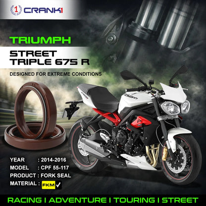 Crank1 Fork Oil Seals Pair For Triumph Street Triple 675 R (2014-2016) - CPF55-117