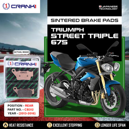 Crank1 Sintered Brake Pads For Triumph Street Triple 675 (2013-2016) - Rear - CB312