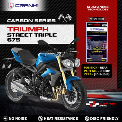 Crank1 Carbon Brake Pads For Triumph Street Triple 675 (2013-2016) - Rear - CFB312