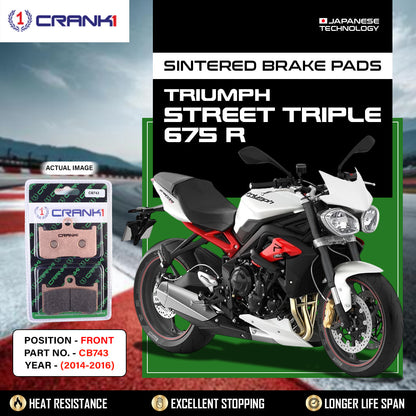 Crank1 Sintered Brake Pads For Triumph Street Triple 675 R (2014-2016) - Front - CB743 - 2 Sets Required