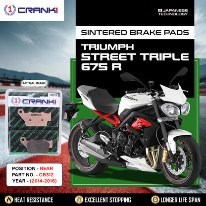 Crank1 Sintered Brake Pads For Triumph Street Triple 675 R (2014-2016) - Rear - CB312
