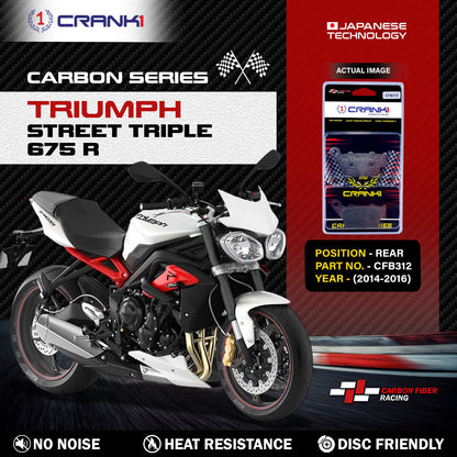 Crank1 Carbon Brake Pads For Triumph Street Triple 675 R (2014-2016) - Rear - CFB312