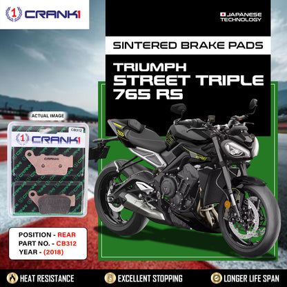 Crank1 Sintered Brake Pads For Triumph Street Triple 765 RS (2018) - Rear - CB312